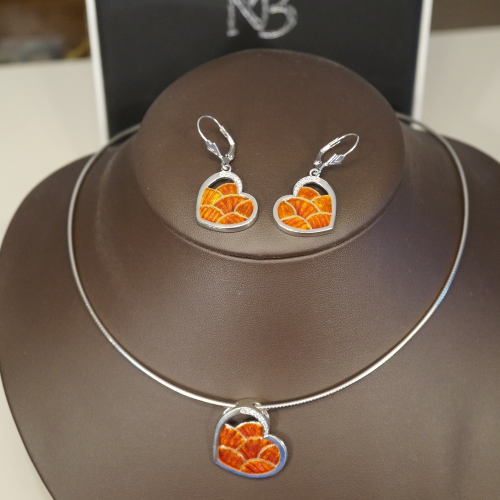 Nicole Barr Sterling Silver Heart Earrings & Pend.